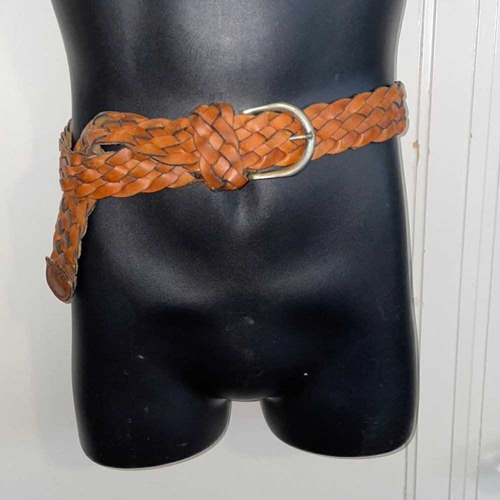 Vintage brown woven leather belt - Picture 1 of 6